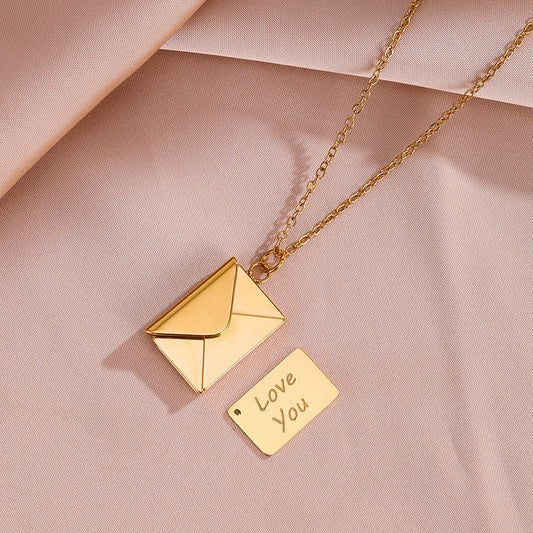 Collier enveloppe " I love you "